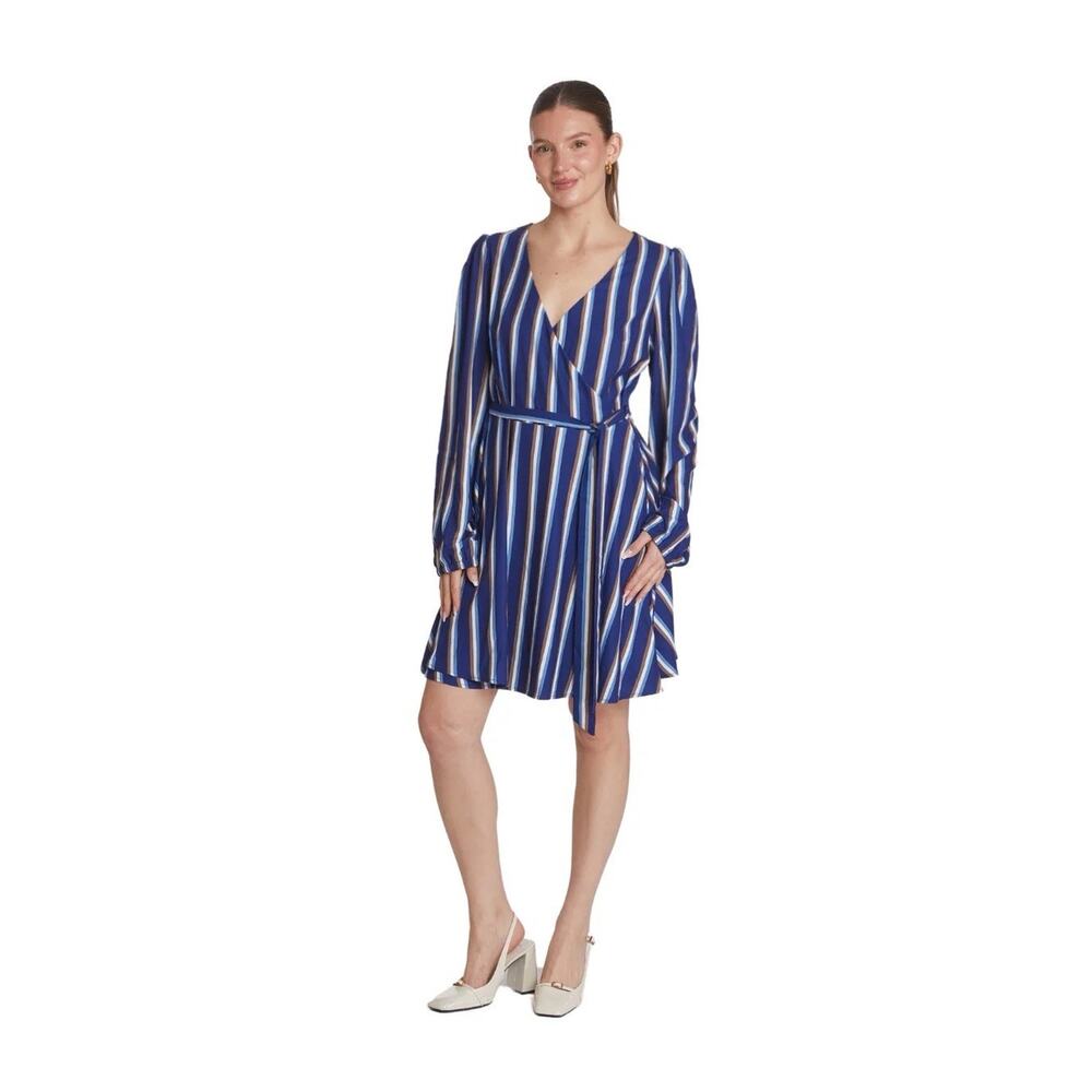 Taylor Tillman Wrap Dress Adeline Blue Stripes Size Small New With Tags!‎